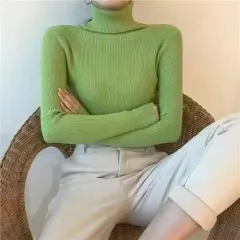 Turtleneck Knitted Sweater For Women AutumnWinter - Green - View 1