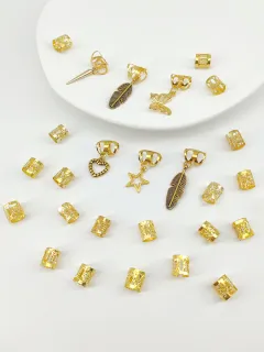 Trendy Leaves Antique Style Dirty Braid Hair Ring - Gold A Pack Of 26 - View 1