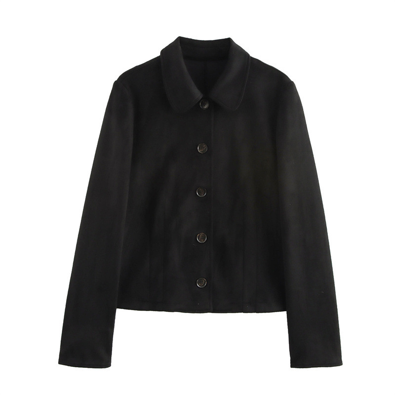 Suede Texture Effect Long Sleeve Short Jacket Jacket Casual Mid length Dress Set Top M - Shop at LoveMi