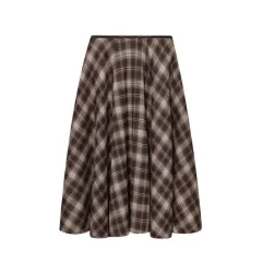 Women's Loose Plaid Midi Dress - Brown - View 1