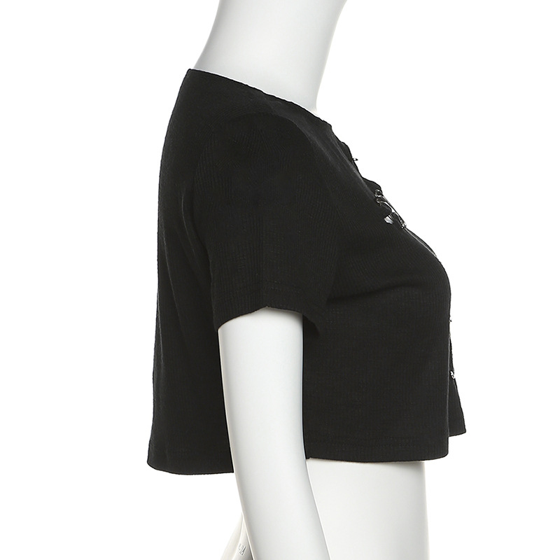 Title 7, Camiseta Feminina Slim Cropped com Decote Redon...