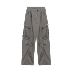 Retro Overalls Jeans Women's Early Autumn High Waist Loose - Grey Green - View 1