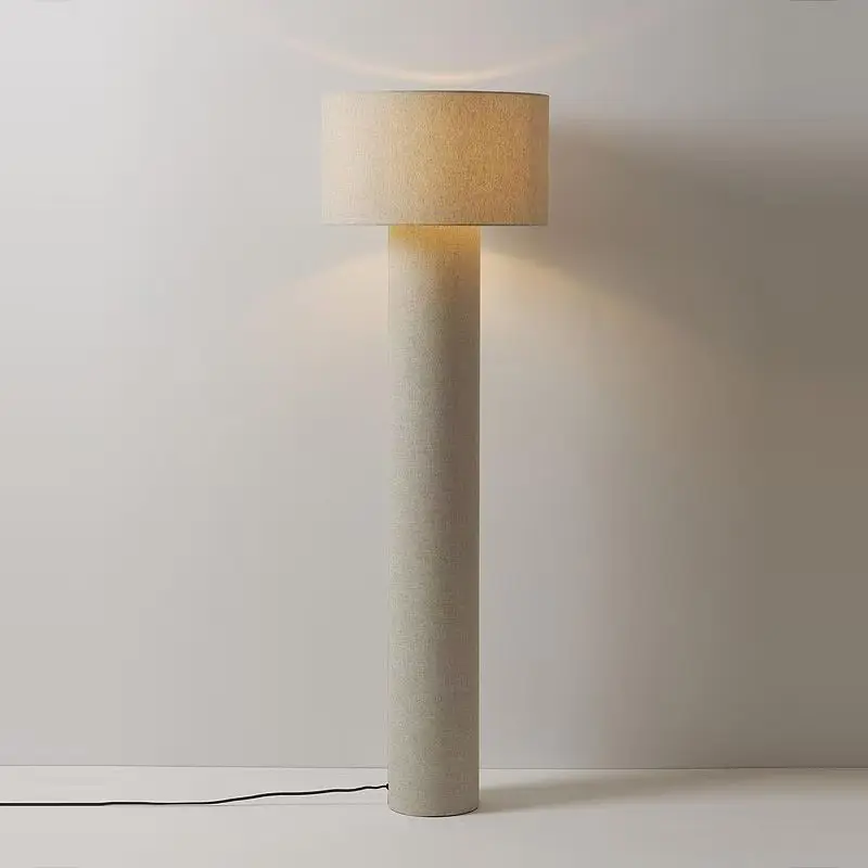 Bedroom Column Linen Fabric Table Lamp Vintage