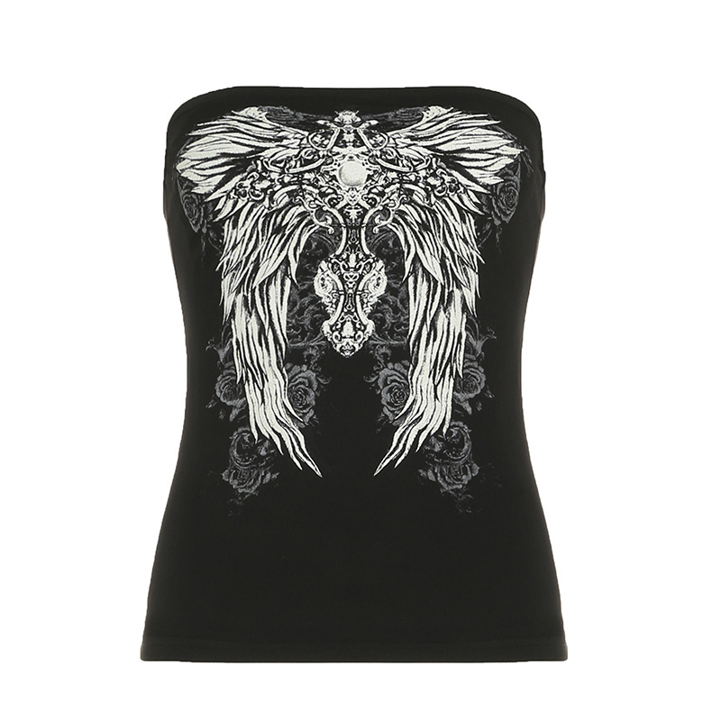 Dark Style Wings Printing Personality Street Tube Top