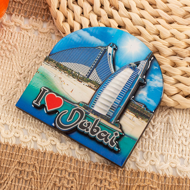 Wooden Dubai Tower And Burj Al Arab Fridge Magnet thumbnail 2