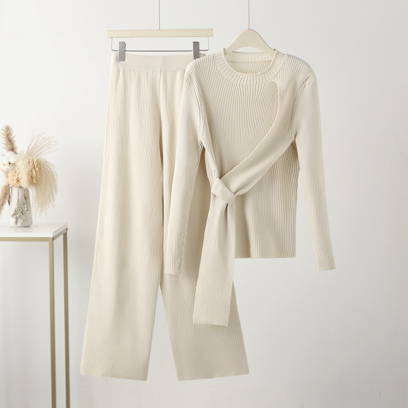 Women's Sweater Knitted Wide-leg Pants Two-piece Set - Image 3