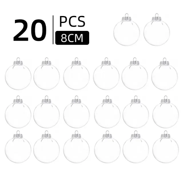 Christmas Ball Transparent PET Shatterproof DIY Pendant Plastic Ball 8Cm20 Pack - Shop at LoveMi