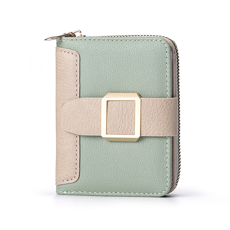 Women's Short Zipper Vertical Buckle Small Wallet Green - Shop at LoveMi