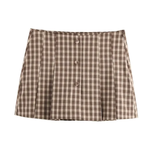 New Plaid Sleeveless Round Neck Slim Vest Top Culottes - Shop at LoveMi