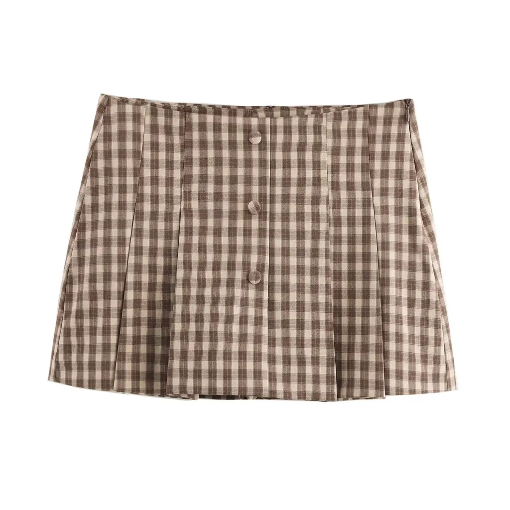 New Plaid Sleeveless Round Neck Slim Vest Top - Culottes