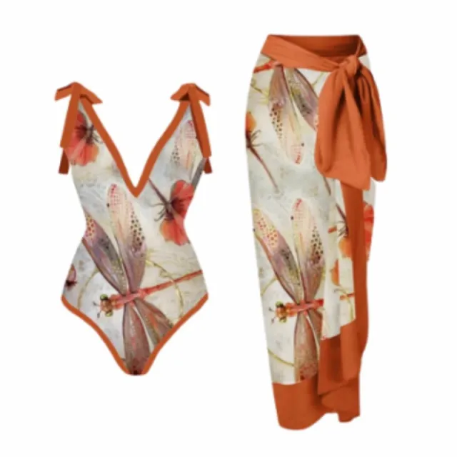 European American And French Style Retro Printed One piece Swimsuit For Women Suit L - Shop at LoveMi