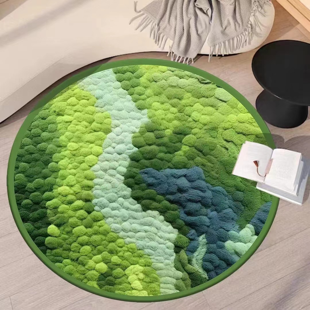 Title 5, Cashmere-like Round Moss Carpet Bathroom Absorb...