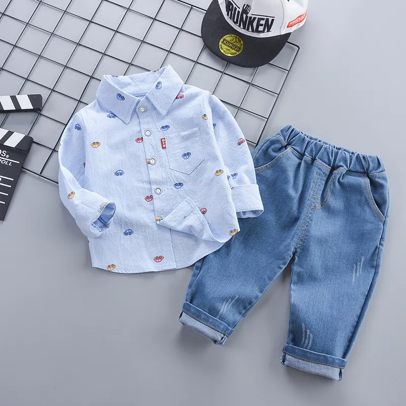 Children's Clothing Autumn Korean Style Casual Shirt Two-piece Boy