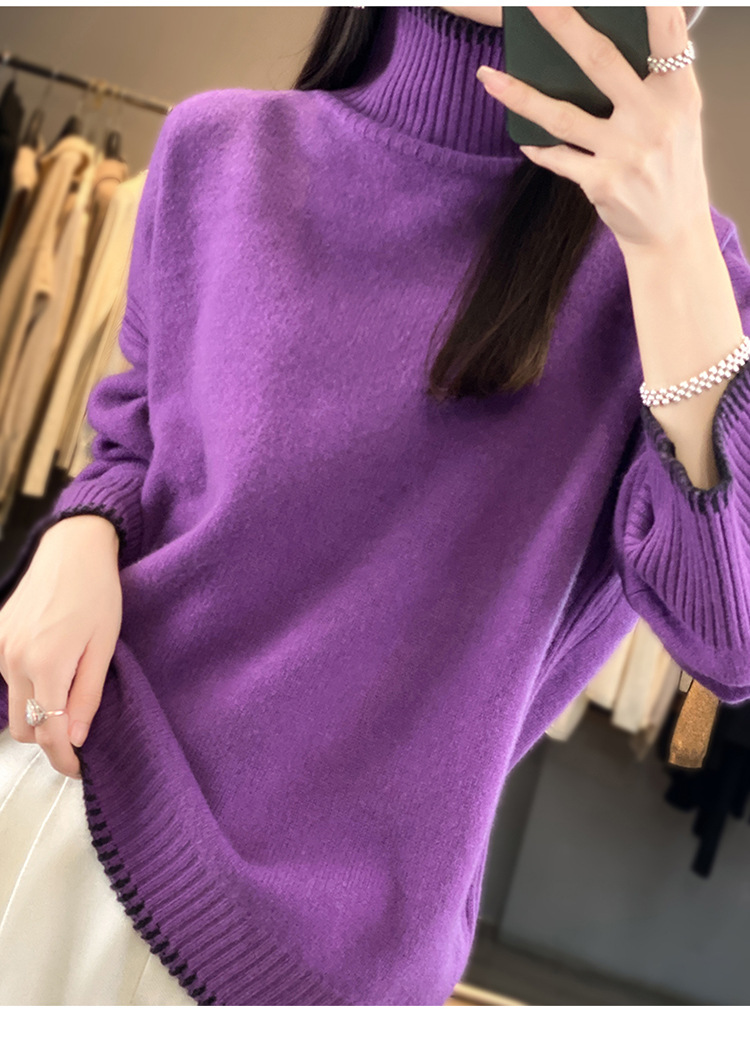 Title 4, Loose And Idle Thickened Knitting High Collar W...