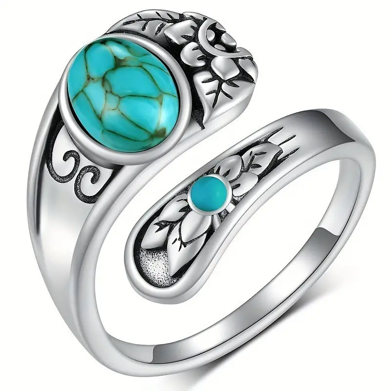 Vintage Silver Turquoise Open Ring