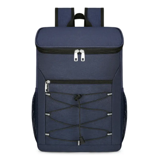 Zipper Reflective Stripe Backpack Heat Insulation Cold Insulation Blue - Shop at LoveMi