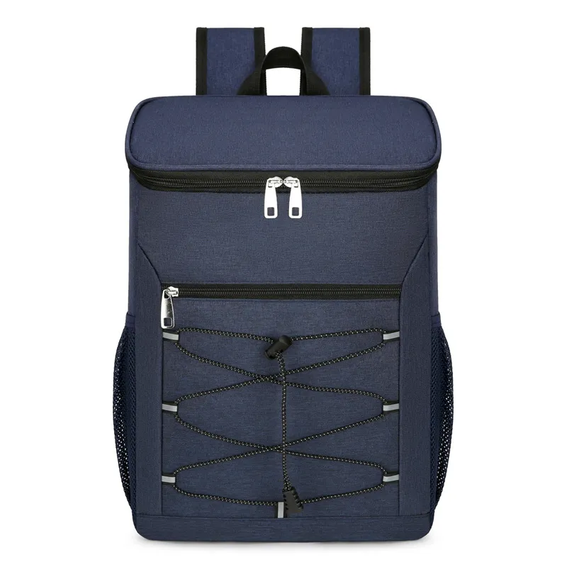 Zipper Reflective Stripe Backpack Heat Insulation Cold Insulation - Blue