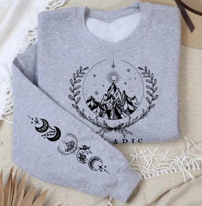 European And American Fashion Casual Round Neck Sweater - Grey With Black Letters