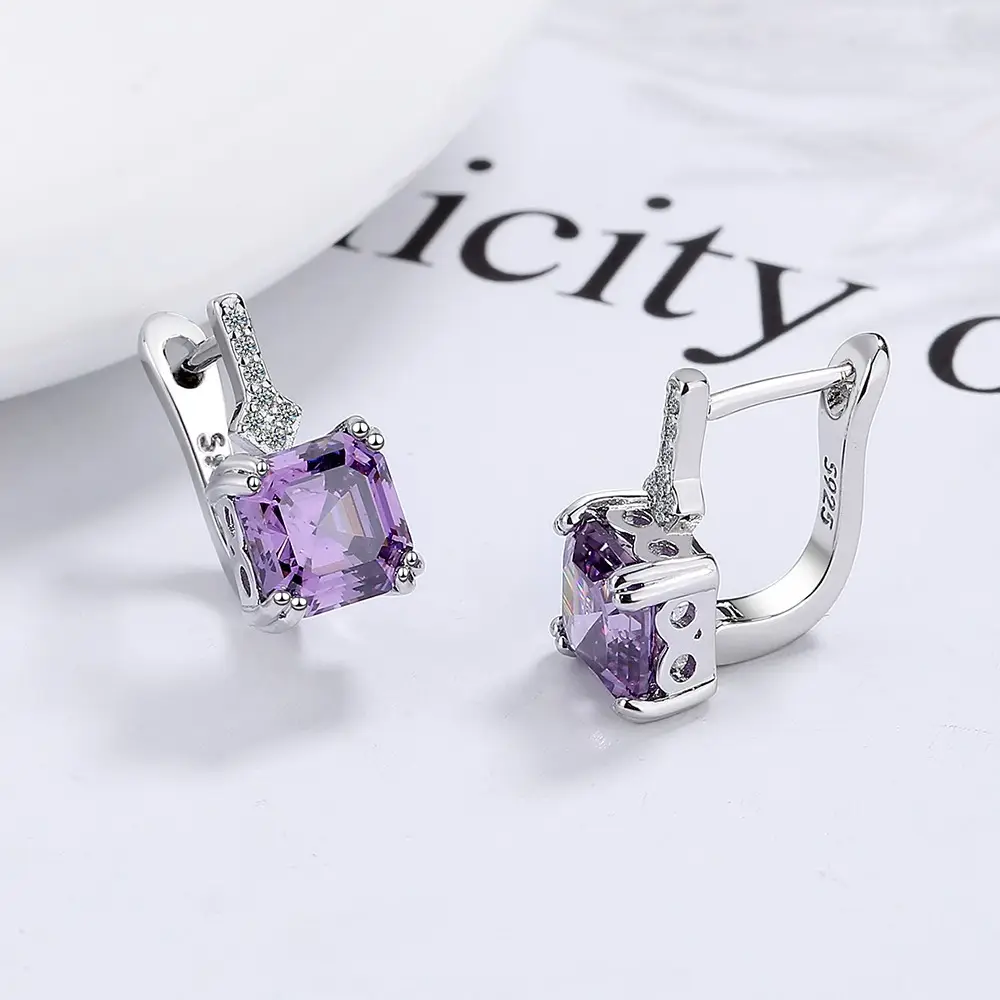 Square Small Ear Ring Diamond Geometric Earrings