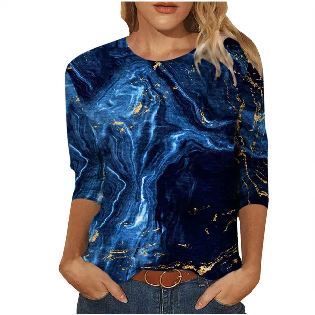 Women's Round neck Positioning Printing Mid sleeved T shirt No 9 Flower Xxl - Shop at LoveMi