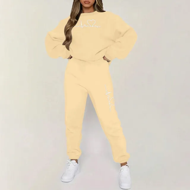 Couple Print Sports Hooded Fleece lined Sweaters Women's Clothing Khaki - Shop at LoveMi