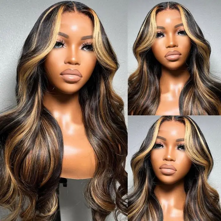 Highlight Ombre Lace Front Wavy Glueless Wig