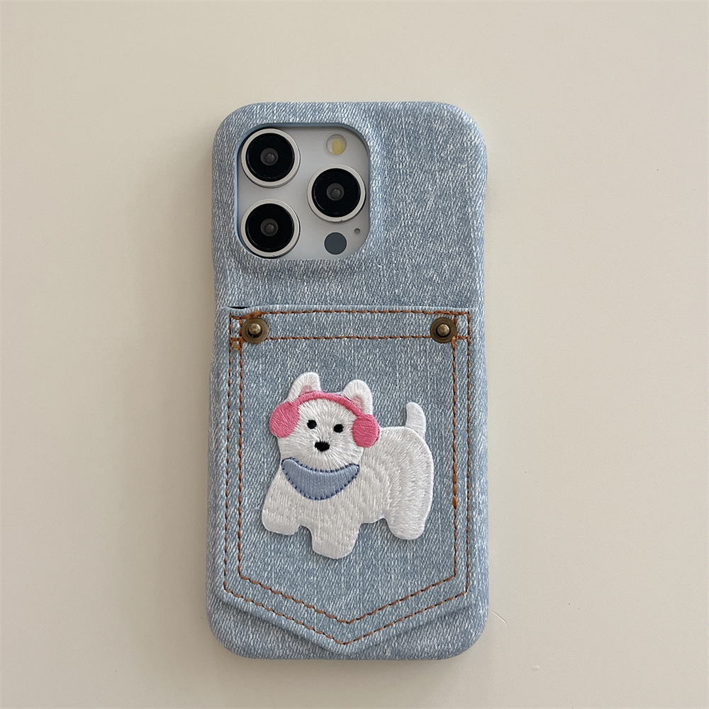 Pocket Card Holder Cartoon Animal Phone Case Niche Solid Color