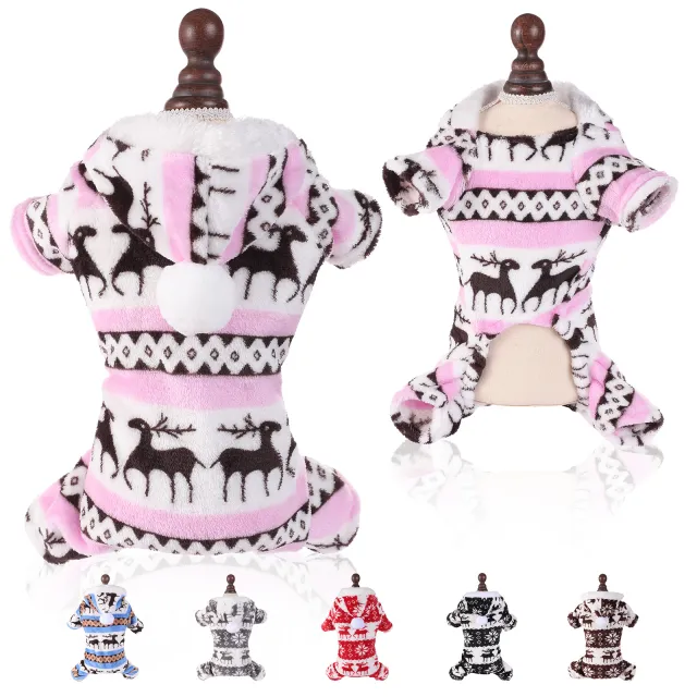 Puppy Clothes Super Soft Coral Fleece Pet Clothes Christmas Outfit Pink - Shop at LoveMi