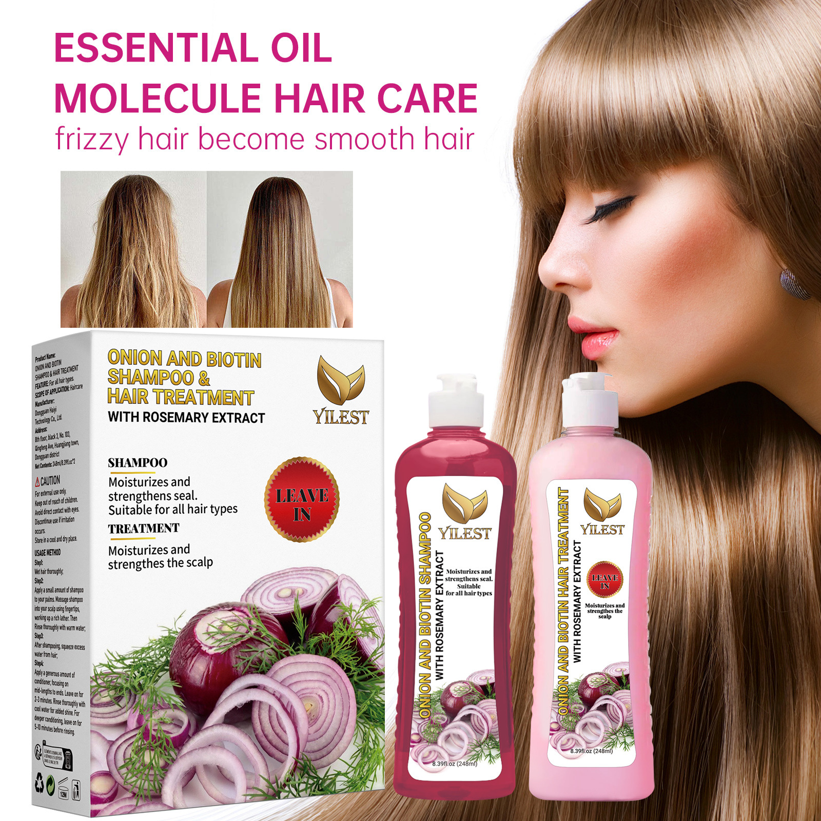 Onion Biotin Rosemary Hair Washing Set Nourishing Hair Root Scalp Gloss Care Cleaning