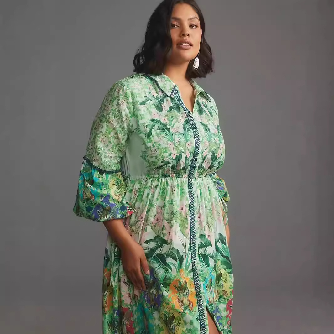 Floral Print Long-Sleeved Shirt Dress, picture 4 of 8