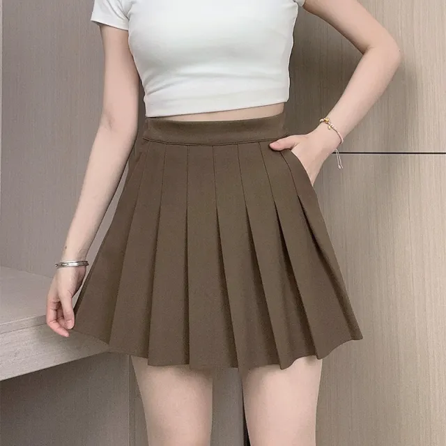 Women's High Waist Elastic Plump Girls Slimming A Line Versatile Skirt Khaki - Shop at LoveMi
