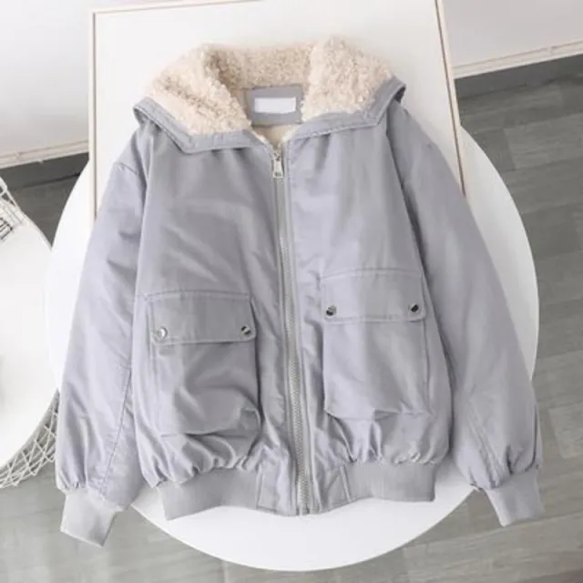 Women's Autumn And Winter Fleece Lined Candy Color Overalls Light Gray - Shop at LoveMi