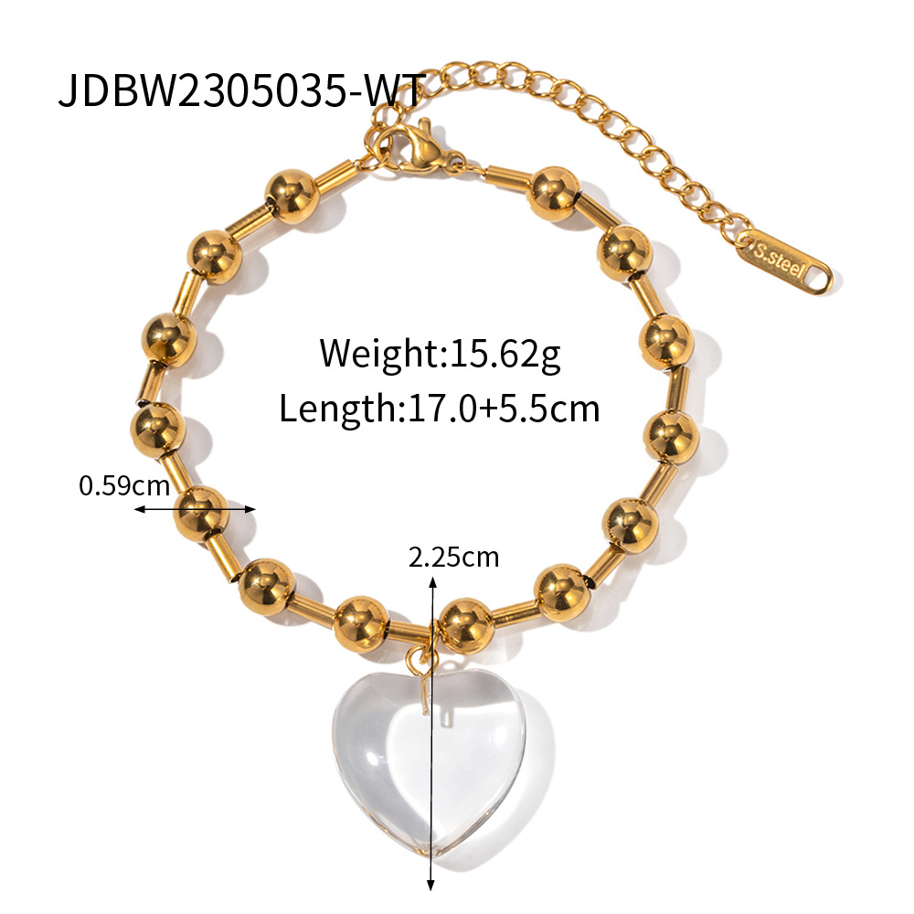 Stainless Steel Transparent Glass Crystal 18K Gold Love Necklace