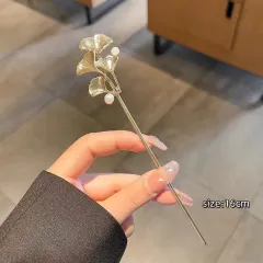 Ginkgo Leaf Pearl Hairpin Sub-high Sense - Golden Apricot Leaf Hairpin - View 1
