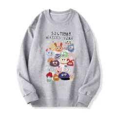 American Idle Style Loose Round Neck Sweater For Women - Heather Grey - View 1
