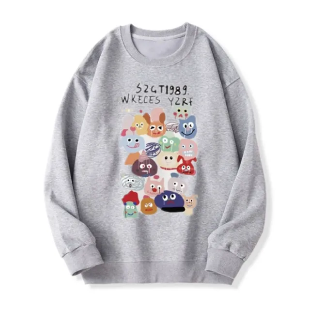 American Idle Style Loose Round Neck Sweater For Women Heather Gray - Shop at LoveMi