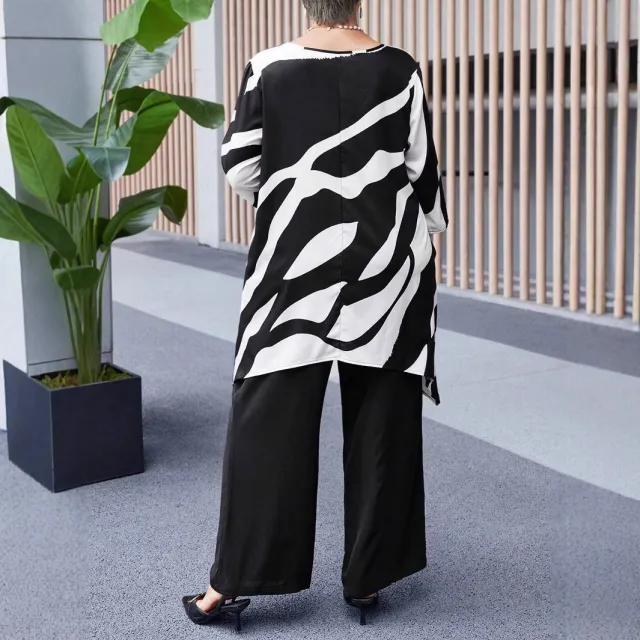 Summer Women's Plus size Casual Straight leg Pants Sets Black - Shop at LoveMi