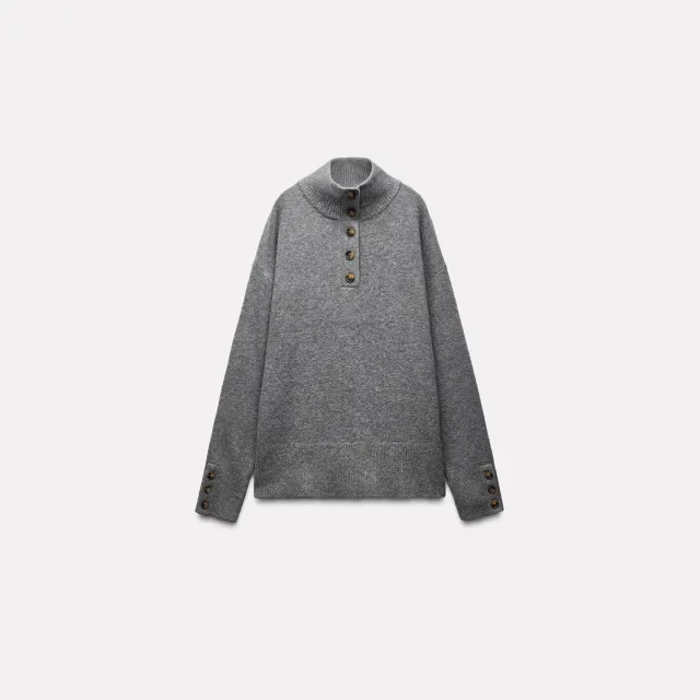 Mock neck Stripes Sweater Sweater For Women Gray - Shop at LoveMi