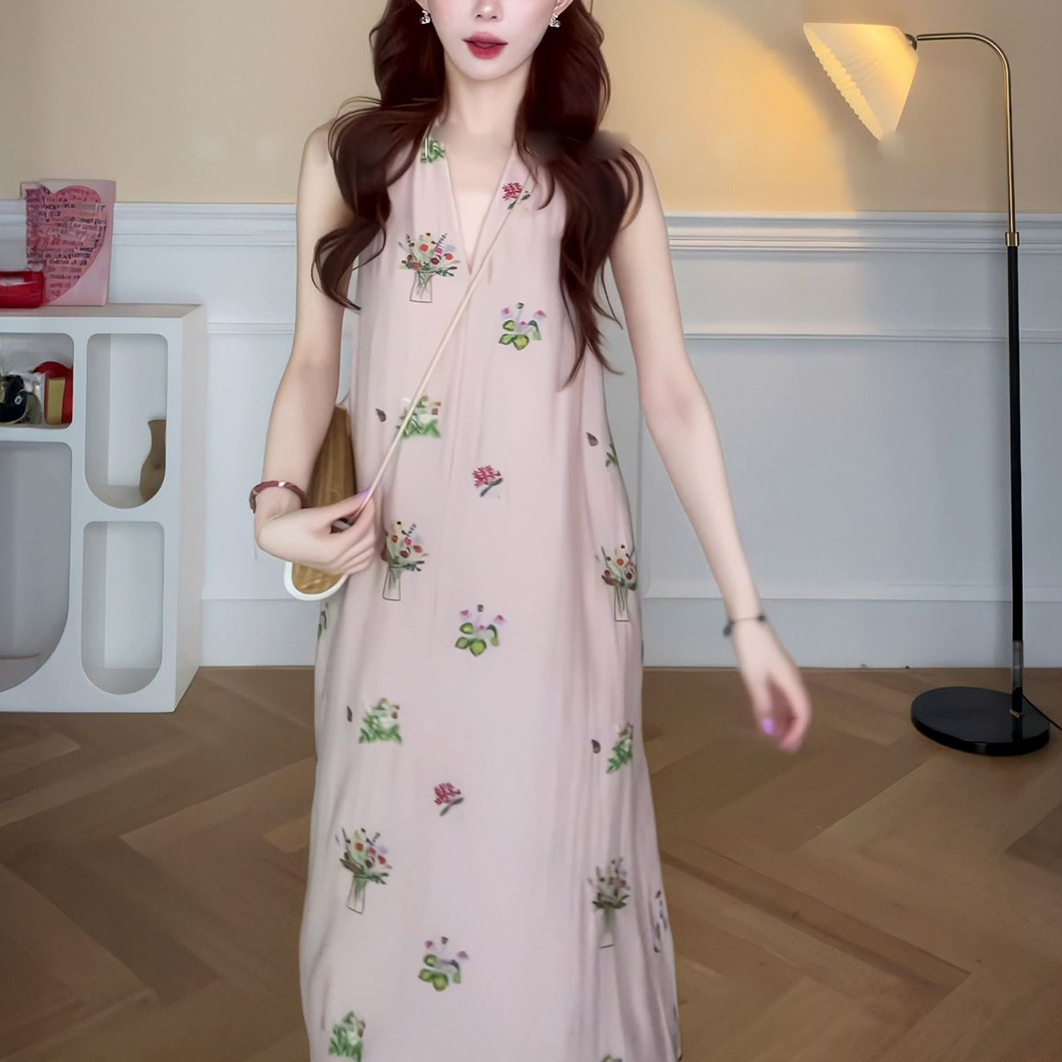 French-style V-neck Loose Laid-back Dress