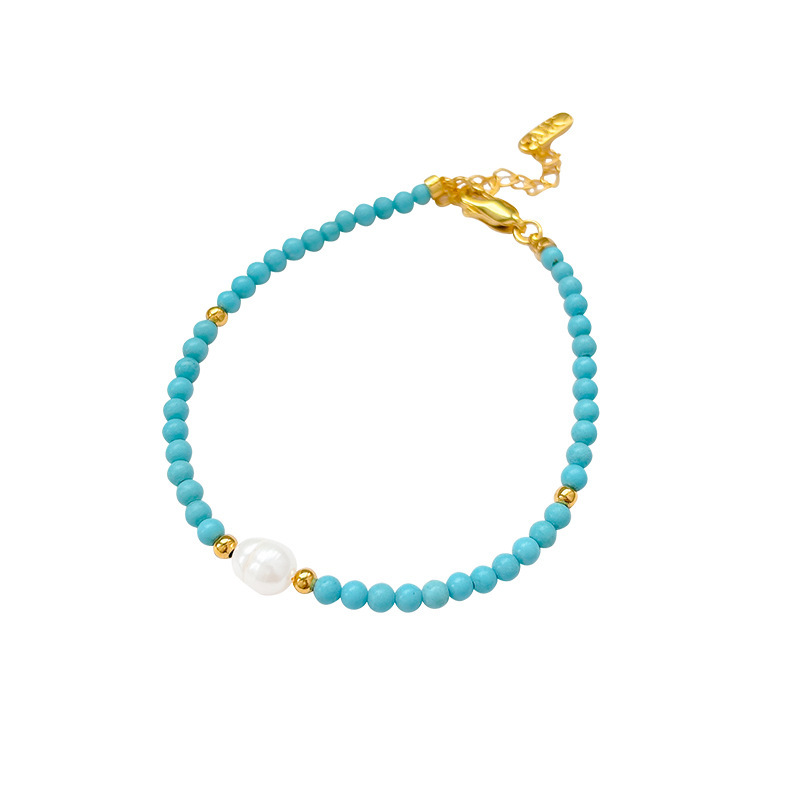 Natural Pearl And Turquoise Bead Bracelet Necklace