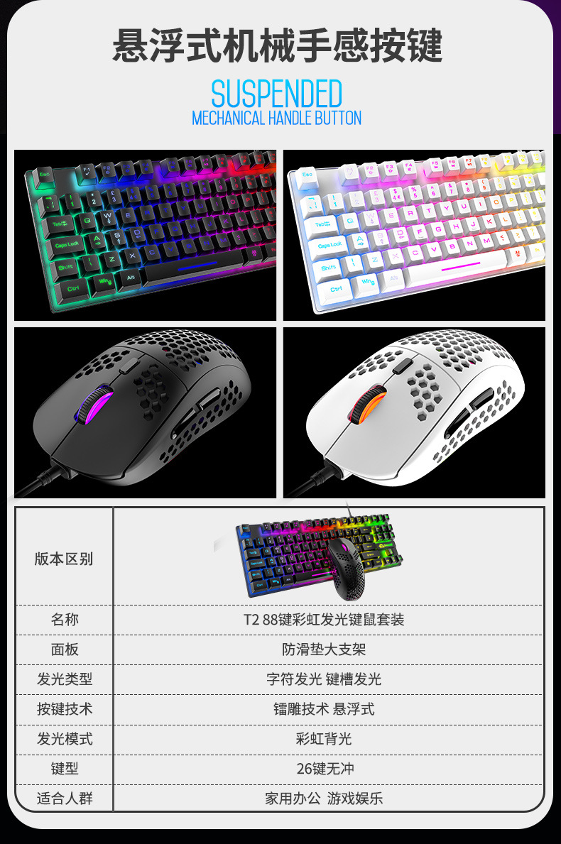 Title 13, T2 Illuminant Gaming-Set Tastatur, Maus, PC Hos...