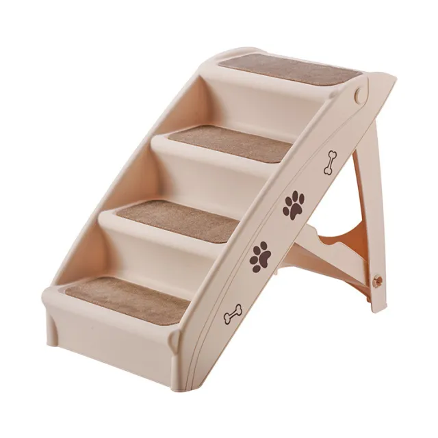 Foldable Thickened Ladder Small Dogs And Cats Non slip Stairs Home Bed Sofa Step Beige Upgrade - Shop at LoveMi