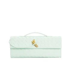Woven Bag Shoulder Fashion Clutch Crossbody Bag - Blue - View 1