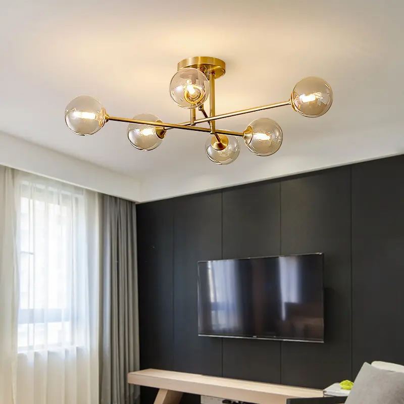 Electroplated Copper Chandelier With 6 Or 8