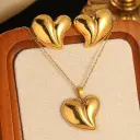 Stainless Steel Heart Bow Flower Necklace And Earrings Set view 27