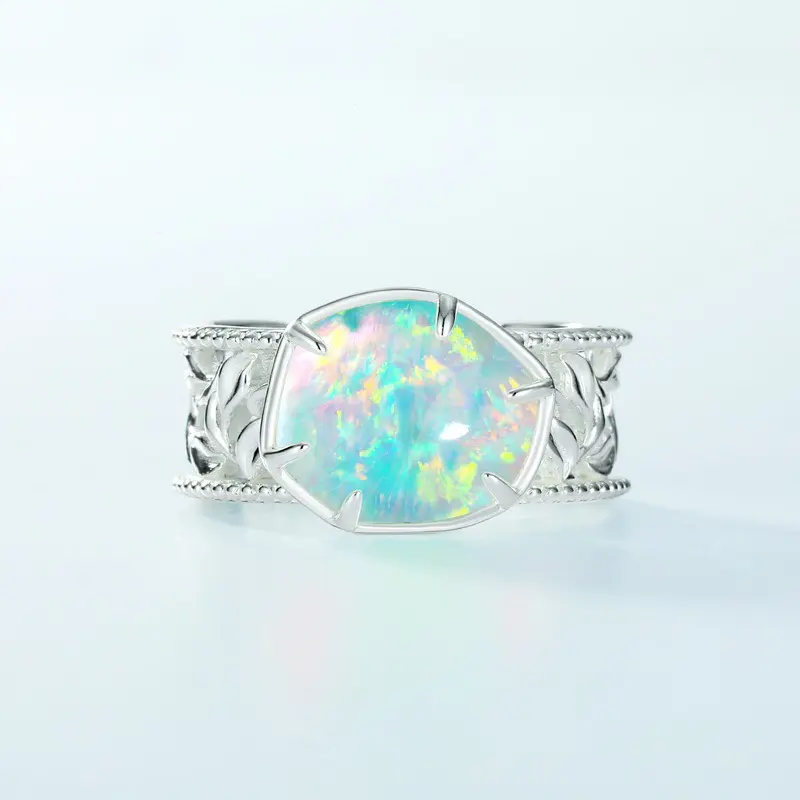 Simple Geometric Opal S925 Sterling Silver Ring