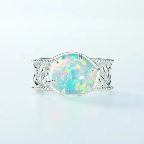 Simple Geometric Opal S925 Sterling Silver Ring