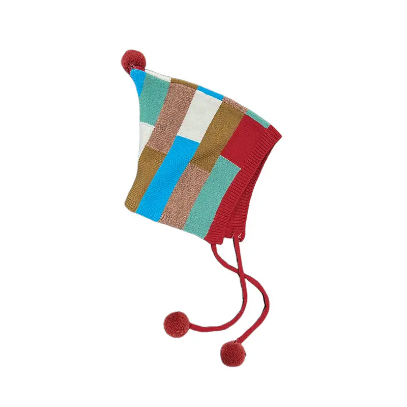 Knitted Contrasting-Color Red Sweater Pants And Hat New Year Three-Piece Set