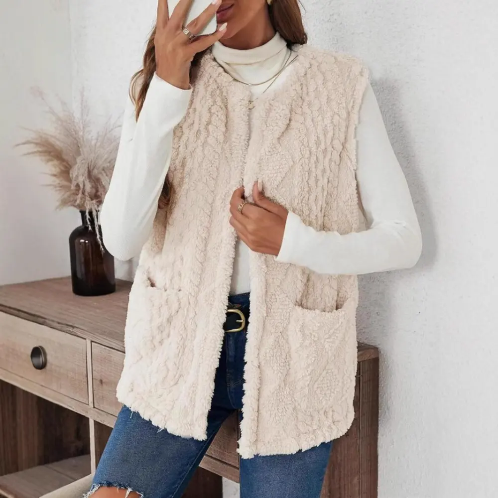 Stylish Casual Cardigan with Plush Pockets on Both Sides