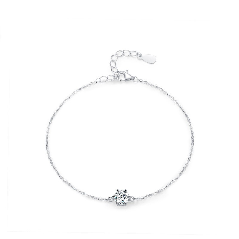 S925 Sterling Silver Six-claw Single Diamond Bracelet